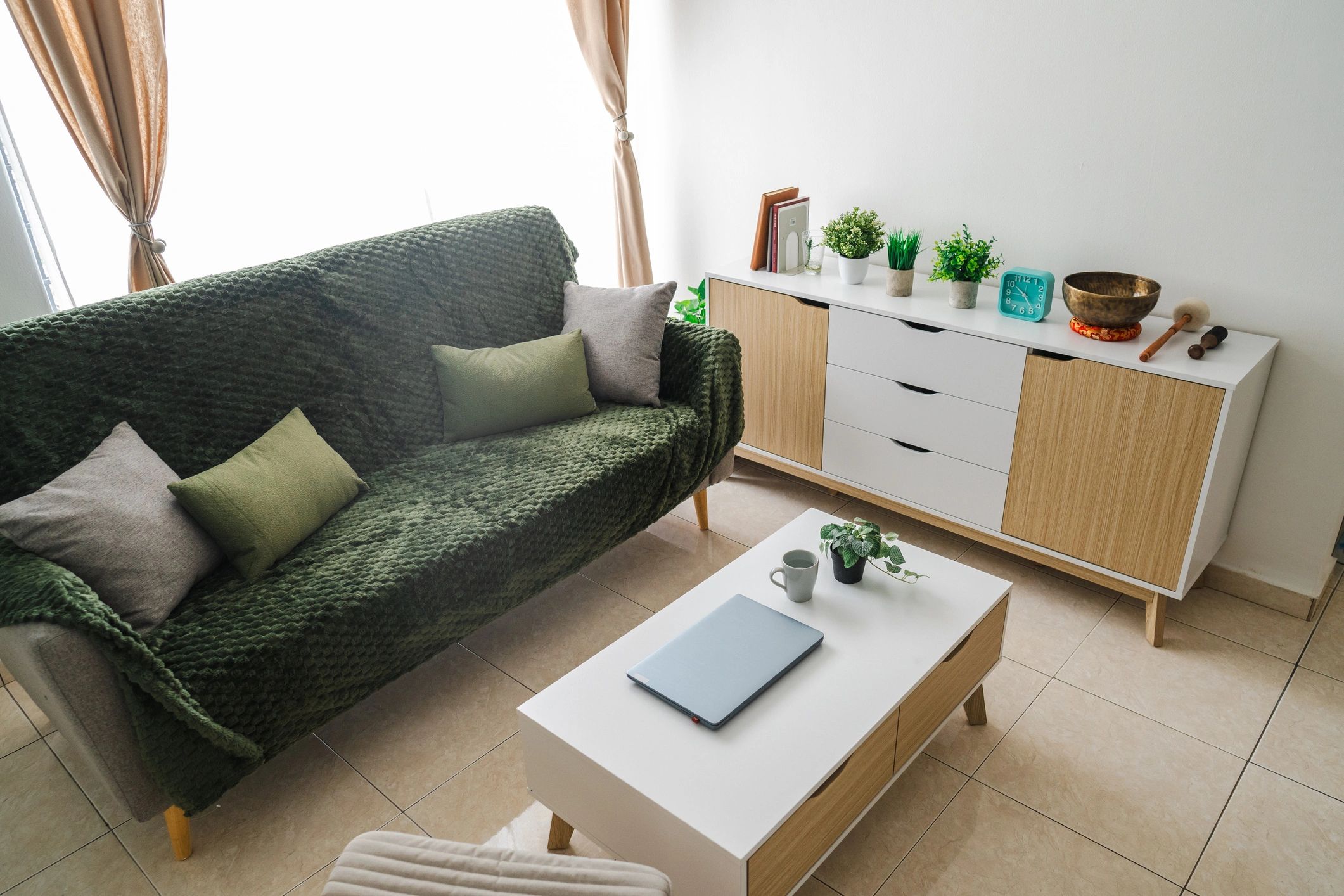 Warm modern living room for residential design call to action